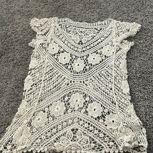 Off white crochet, short sleeve shirt